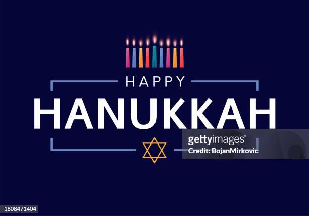 stockillustraties, clipart, cartoons en iconen met happy hanukkah card with colorful burning candles. vector - chanoeka