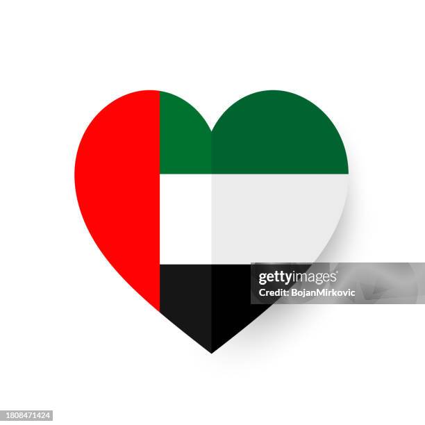 ilustrações, clipart, desenhos animados e ícones de bandeira do coração dos emirados árabes unidos dos emirados árabes unidos. vetor - rau