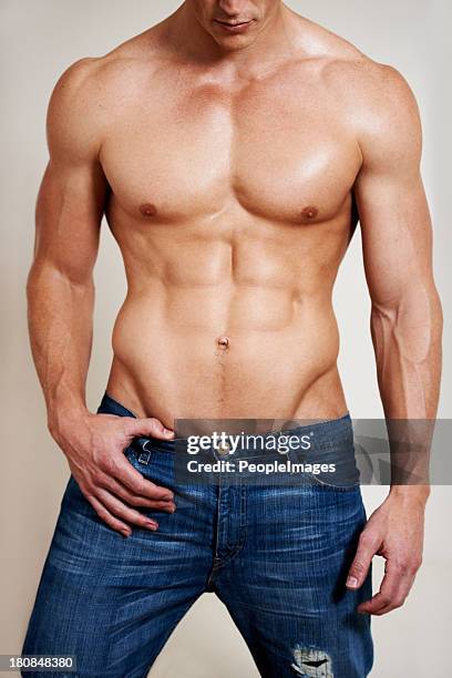 man of muscle - chest torso stockfoto's en -beelden