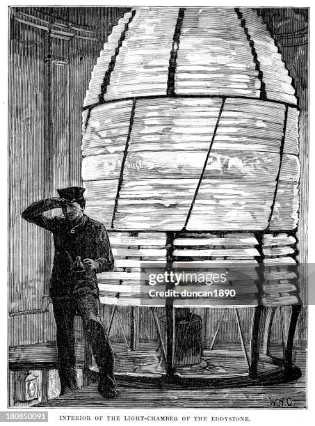 eddystone lighthouse - lighthouse keeper stock illustrations