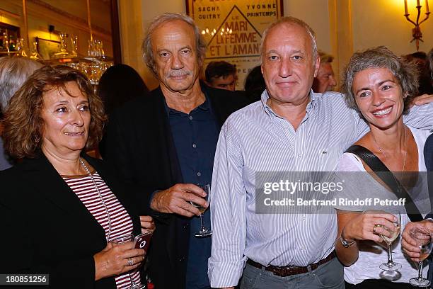 Patrick Chesnais with his companion Josiane Stoleru and actor Francois Berleand with his wife Alexia Stresi attends 'Nina' : Premiere at Theatre...