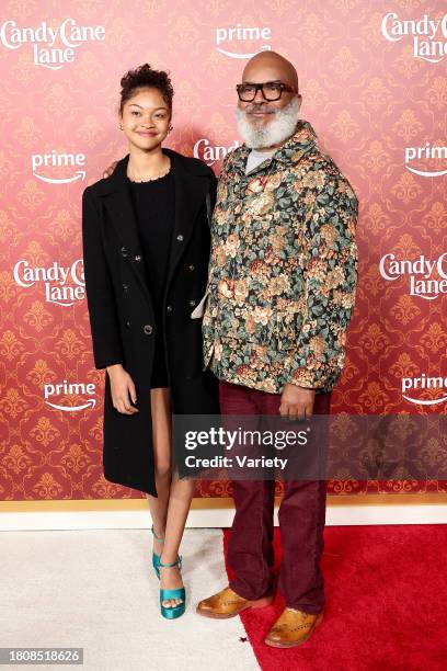 Luisa Danbi Grier-Kim and David Alan Grier at the world premiere of "Candy Cane Lane" held at the Regency Village Theatre on November 28, 2023 in Los...