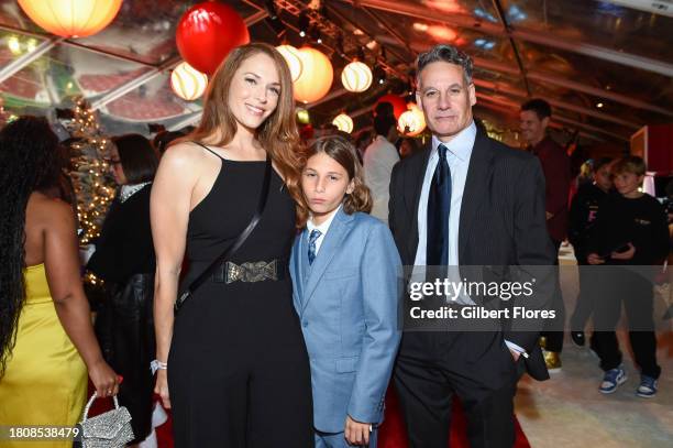 Amanda Righetti, Knox Addison Alan and Adrian Pasdar at the world premiere of "Candy Cane Lane" held at the Regency Village Theatre on November 28,...