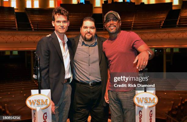 Co-writer Ketch Secor, SESAC's Tim Fink and Darius Rucker are photographed during Old Crow Medicine Show's Ketch Secor and Darius Rucker Celebration...