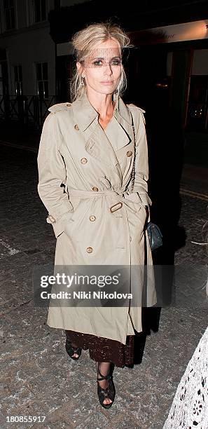 Laura Baily is sighted leaving lulu Restaurant, Mayfair on September 16, 2013 in London, England.