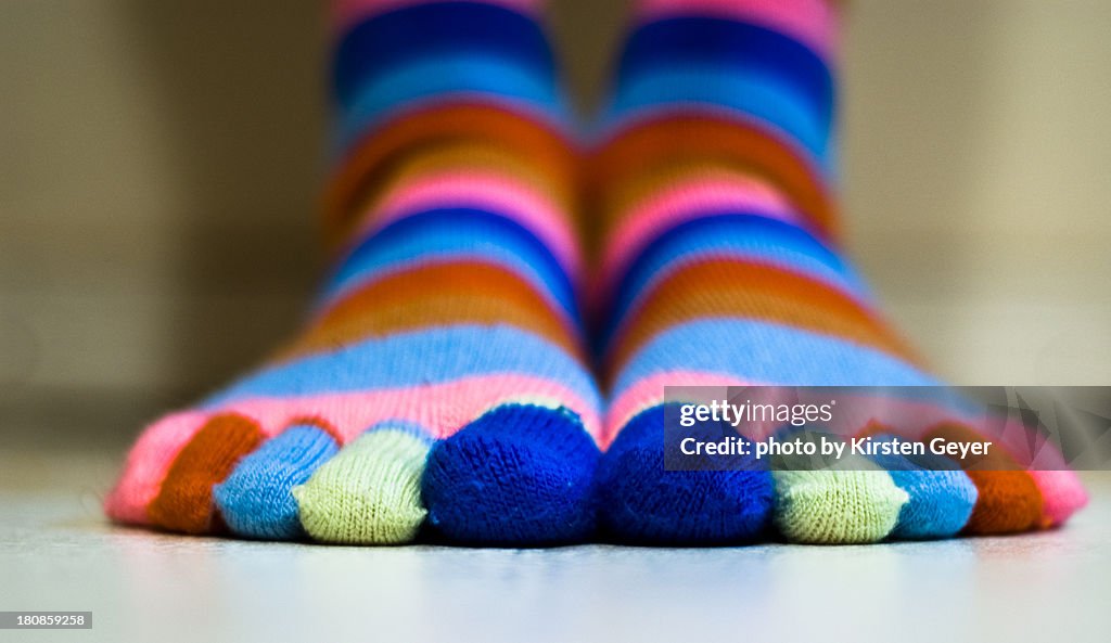Rainbow toe socks
