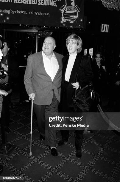 Roger Ailes and Elizabeth Tilson attend the local premiere of "Bulworth" at the Ziegfeld Theatre in New York City on April 30, 1998.