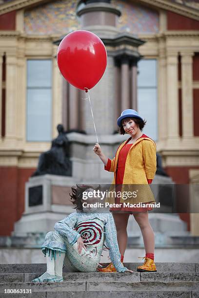 Members of the cast of Quidam from Cirque de Soleil perform outside the Royal Albert Hall on September 17, 2013 in London, England. Quidam, a story...