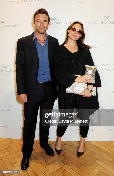 Dougray Scott and Claire Forlani attends the Anya Hindmarch presentation during London Fashion Week SS14 at Central Hall Westminster on September 17,...