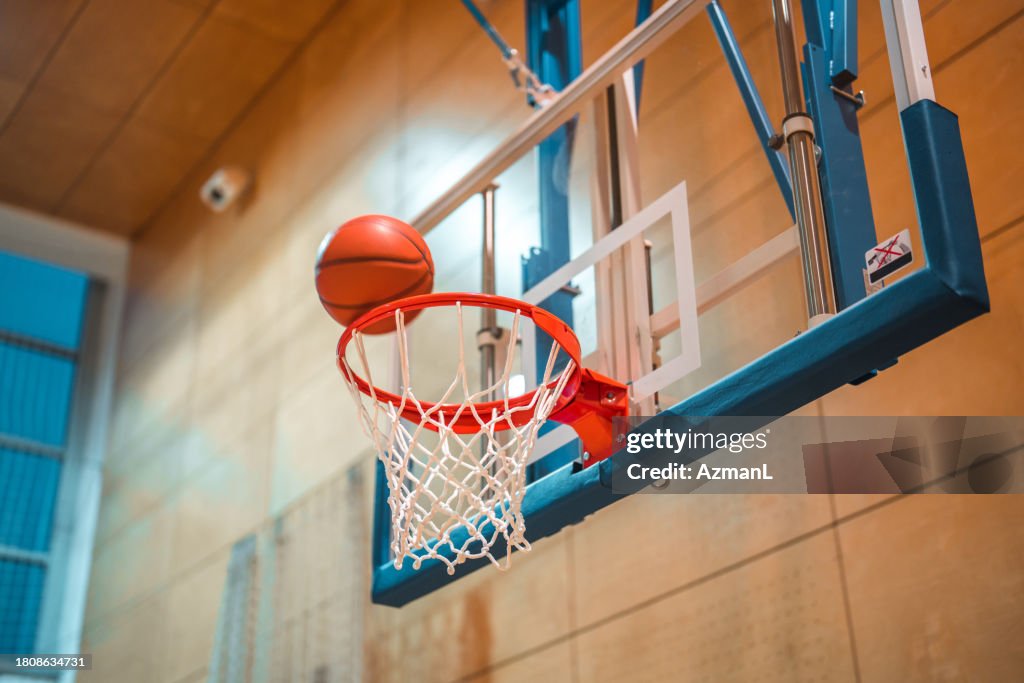 Basketball Hoop And A Basketball Ball On It