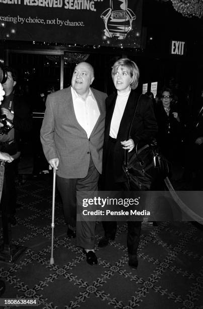 Roger Ailes and Elizabeth Tilson attend the local premiere of "Bulworth" at the Ziegfeld Theatre in New York City on April 30, 1998.