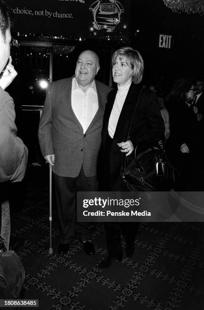 Roger Ailes and Elizabeth Tilson attend the local premiere of "Bulworth" at the Ziegfeld Theatre in New York City on April 30, 1998.