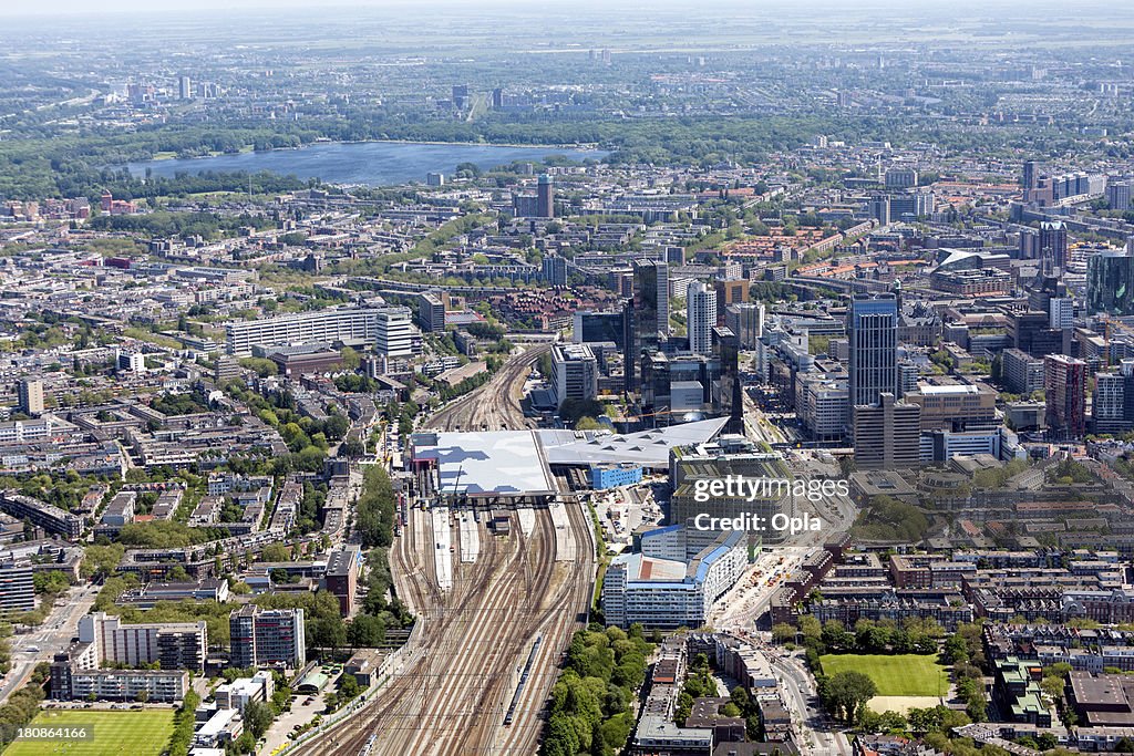 Aerial shot of Rotterdam Central Station