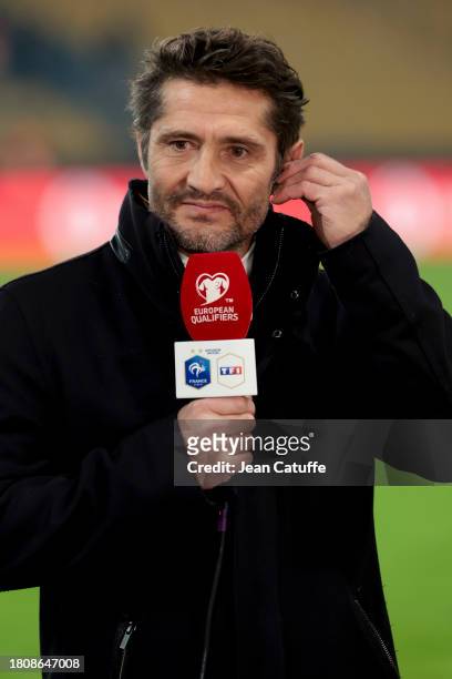 Bixente Lizarazu comments for TF1 the UEFA EURO 2024 European qualifier match between Greece and France at OPAP Arena, Agia Sofia Stadium on November...