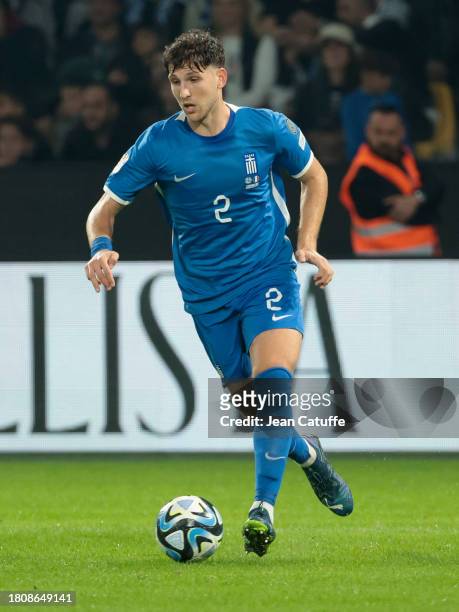 Panagiotis Retsos of Greece in action during the UEFA EURO 2024 European qualifier match between Greece and France at OPAP Arena, Agia Sofia Stadium...