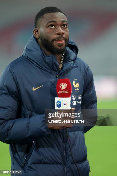 Youssouf Fofana of France is interviewed following the UEFA EURO 2024 European qualifier match between Greece and France at OPAP Arena, Agia Sofia...