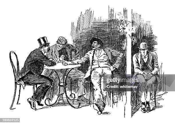 man eavesdropping on a conversation - eavesdropping work stock illustrations