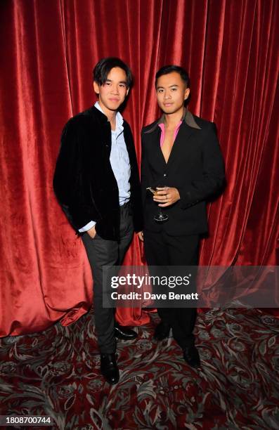 Michael Yeung and Julius Too attend a fundraiser for Young Lives vs Cancer hosted by Tara DuRoss at St Pancras Renaissance Hotel on November 22, 2023...