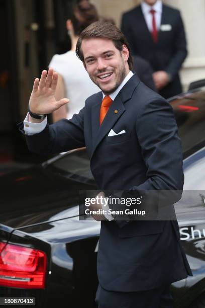 Prince Felix Of Luxembourg arrives at his Civil Wedding Ceremony at Villa Rothschild Kempinski on September 17, 2013 in Konigstein, Germany.