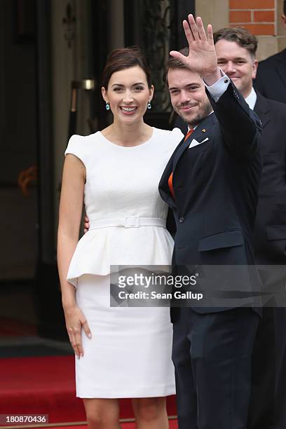 Prince Felix Of Luxembourg and Claire Lademacher arrive at their Civil Wedding Ceremony at Villa Rothschild Kempinski on September 17, 2013 in...