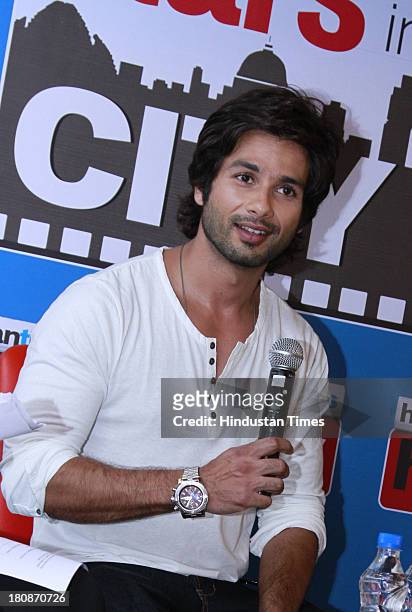 Indian Bollywood actor Shahid Kapoor during an exclusive interview for the promotion of upcoming movie Phata Poster Nikla Hero at HT Media Office on...