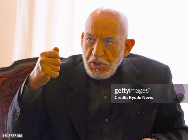 Former Afghan President Hamid Karzai gives an interview in Kabul on Nov. 22, 2023.
