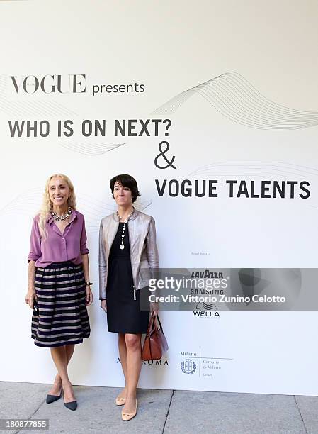 Director of Vogue Italia Franca Sozzani and Cristina Tajani attend 'Empowering New Generations' Press Conference on September 17, 2013 in Milan,...