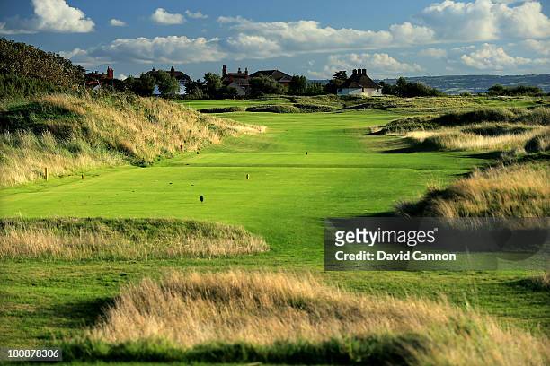 The 534 yards par 5, 8th hole 'Far' which will play as the 10th hole in the 2014 Open Championship at Royal Liverpool Golf Club on September 14, 2013...