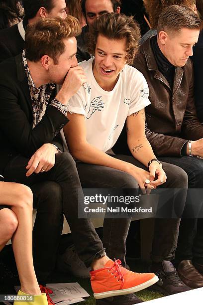 Nick Grimshaw and Harry Styles seen at a Fashion East fashion show on September 17, 2013 in London, England.