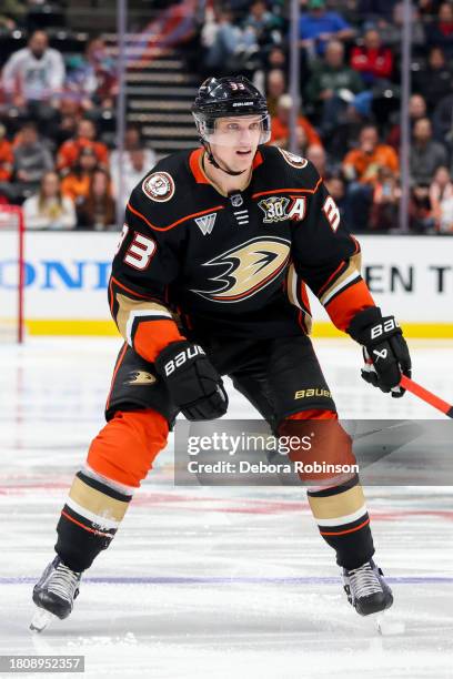 Jakob Silfverberg of the Anaheim Ducks skates on the ice during the third period against the Montreal Canadiens at Honda Center on November 22, 2023...