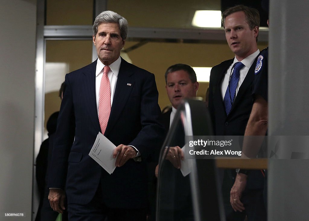 John Kerry Briefs Senators On Capitol Hill On Syria