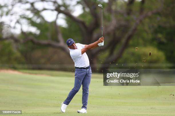 Jhonattan Vegas of Venezuela plays a shot during day one of the 2023 Australian PGA Championship at Royal Queensland Golf Club on November 23, 2023...