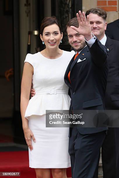 Prince Felix Of Luxembourg and Claire Lademacher arrive at their Civil Wedding Ceremony at Villa Rothschild Kempinski on September 17, 2013 in...