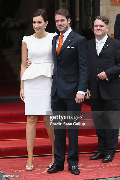 Prince Felix Of Luxembourg and Claire Lademacher arrive at their Civil Wedding Ceremony at Villa Rothschild Kempinski on September 17, 2013 in...