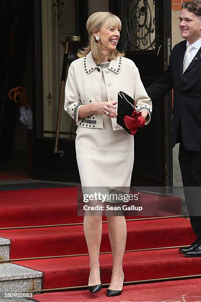 Gabriele Lademacher-Schneider and Hartmut Lademacher attends the Civil Wedding Of Prince Felix Of Luxembourg & Claire Lademacher at Villa Rothschild...