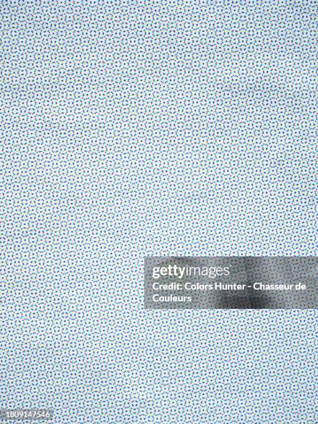 close-up of a poster printed in blue tones and colored small dots using the offset technique in paris, france - small dots pattern stock pictures, royalty-free photos & images