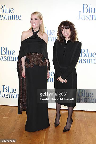 Cate Blanchett and Sally Hawkins attend the UK premiere of "Blue Jasmine" at Odeon West End on September 17, 2013 in London, England.