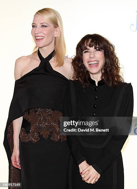 Cate Blanchett and Sally Hawkins attend the UK premiere of "Blue Jasmine" at Odeon West End on September 17, 2013 in London, England.