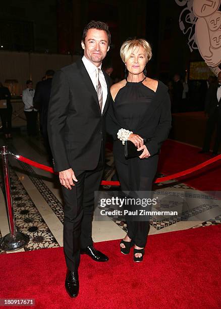 Hugh Jackman and wife Deborra-Lee Furness attend the 14th Annual New Yorkers For Children Fall Gala at Cipriani 42nd Street on September 17, 2013 in...