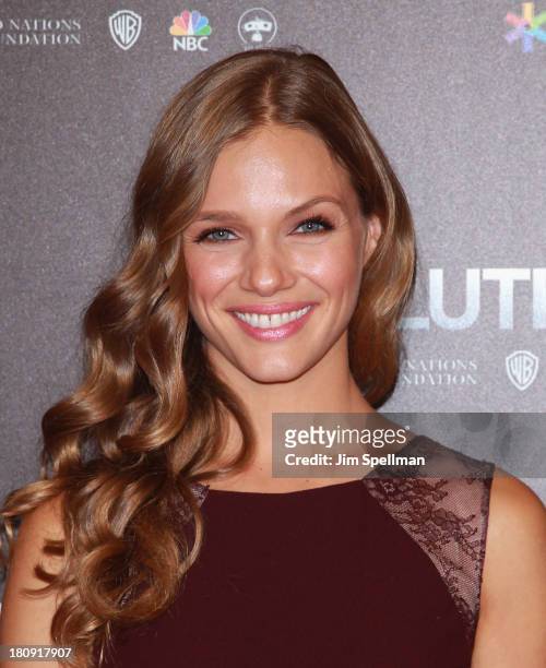 Actress Tracy Spiridakos attends the "Revolution: The Power of Entertainment" Season 2 Premiere at the United Nations Headquarters on September 17,...