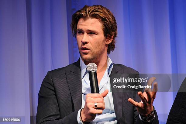 Chris Hemsworth attends The Academy Of Motion Picture Arts And Sciences official Academy member screening of "Rush" on September 17, 2013 in New York...