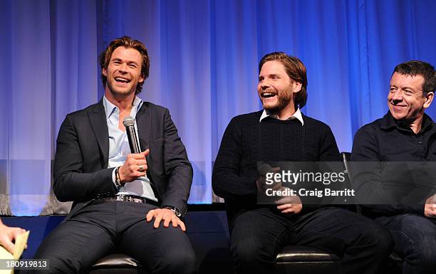 Chris Hemsworth and Daniel Bruhl attend The Academy Of Motion Picture Arts And Sciences official Academy member screening of "Rush" on September 17,...