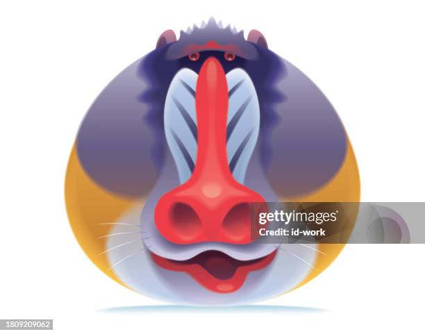 stockillustraties, clipart, cartoons en iconen met funny mandrill making a face icon - mandrill