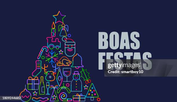 boas festas - frohe feiertage auf portugiesisch - boas festas stock-grafiken, -clipart, -cartoons und -symbole