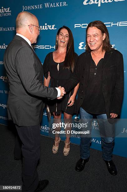 Eddie Van Halen, wife Janie Liszewski, and Esquire Editor-in-Chief David Granger attend the Esquire 80th Anniversary And Esquire Network Launch...