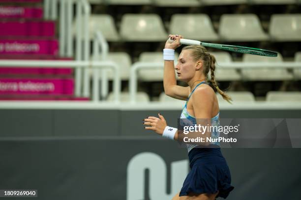 Dayana Yastremska of Ukraine is in action against Ekaterina Makarova of Russia during the Round of 32 of the Creand Andorra Open Women's Tennis...