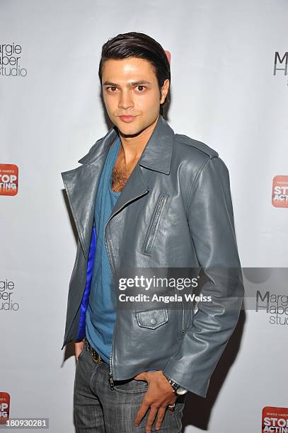 Actor Misha Crosby arrives at Margie Haber Studio's 'Stop Acting App: The Audition Class with Margie Haber' release launch party at Aventine...