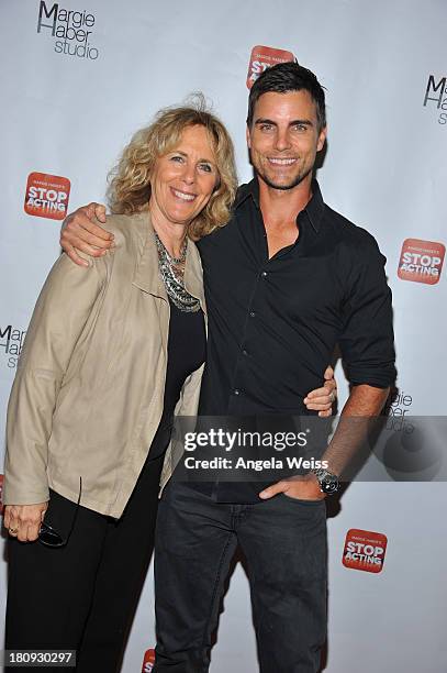 Acting coach Margie Haber and actor Colin Egglesfield arrive at Margie Haber Studio's 'Stop Acting App: The Audition Class with Margie Haber' release...