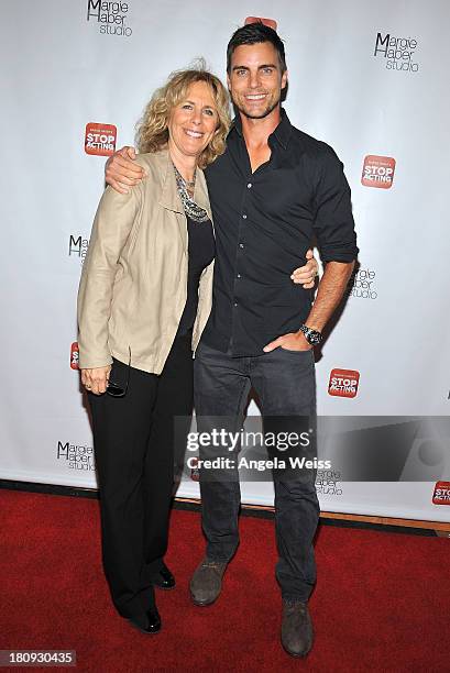 Acting coach Margie Haber and actor Colin Egglesfield arrive at Margie Haber Studio's 'Stop Acting App: The Audition Class with Margie Haber' release...