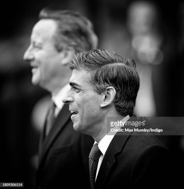 Secretary of State for Foreign, Commonwealth and Development Affairs Lord David Cameron and Prime Minister Rishi Sunak attend a ceremonial welcome,...